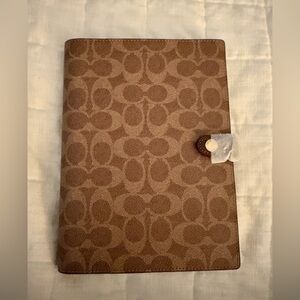 Coach Notebook Signature Canvas Leather Khaki Brown Snap New